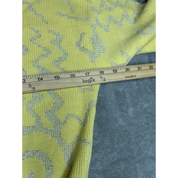 Vintage 80s Girls Electric Knit Co Made In USA Yellow Geometric Sweater Size Med - Picture 8 of 10
